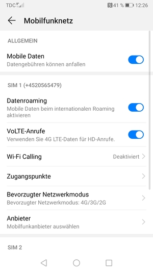 Schalten Sie Datenroaming an oder aus