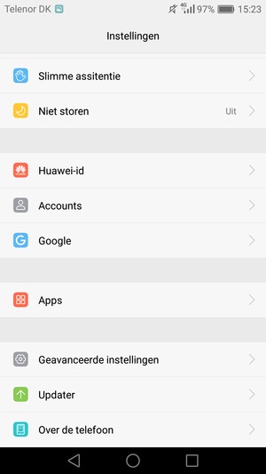 Scroll naar en selecteer Geavanceerde instellingen