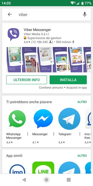 Seleziona l'applicazione