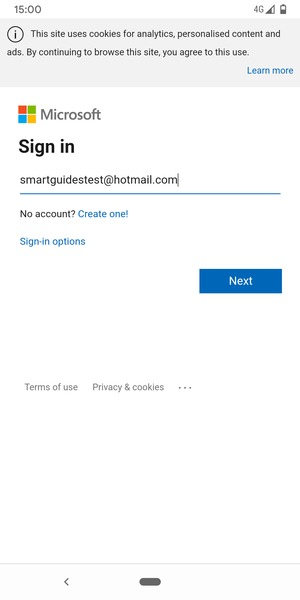 Enter your Email address and select Next
