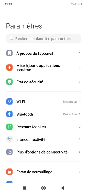 Sélectionnez Réseaux Mobiles