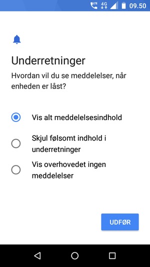 Vælg din foretrukne mulighed og vælg UDFØR