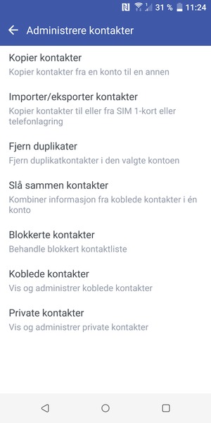 Velg Importer/eksporter kontakter