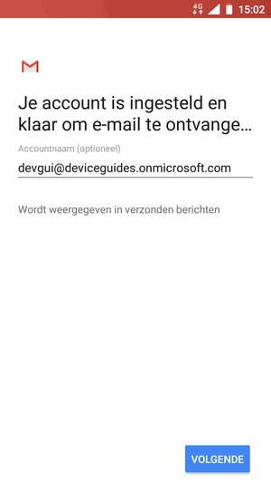 Geef uw account een naam en selecteer VOLGENDE