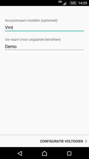 Geef uw account een naam en voer uw naam in. Selecteer CONFIGURATIE VOLTOOIEN