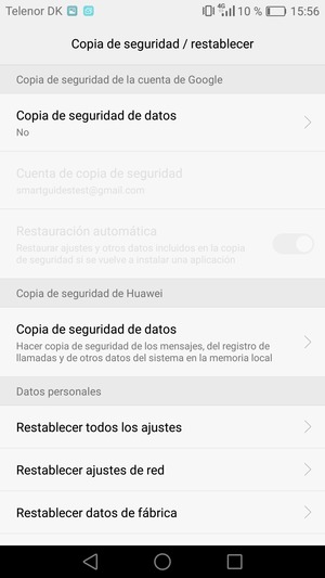 Seleccione Copia de seguridad de datos