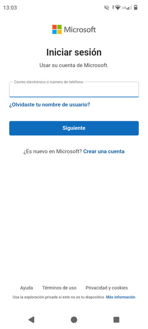 Introduzca su Dirección de correo electrónico y seleccione Siguiente