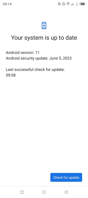 If your phone is up to date, you will see the following screen