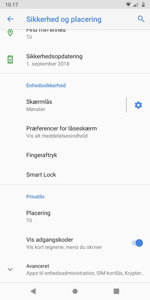 Scroll til og vælg Avanceret