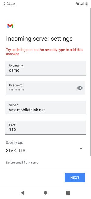Select Security type