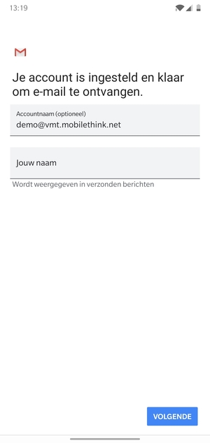 Geef uw account een naam en voer uw naam in. Selecteer VOLGENDE