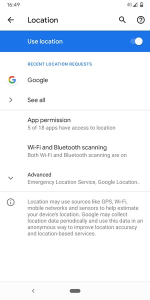 Turn off Use location