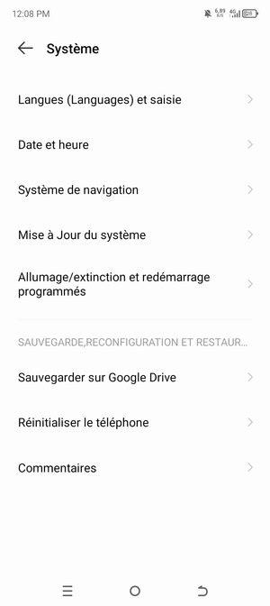 Sélectionnez Mise à Jour du système