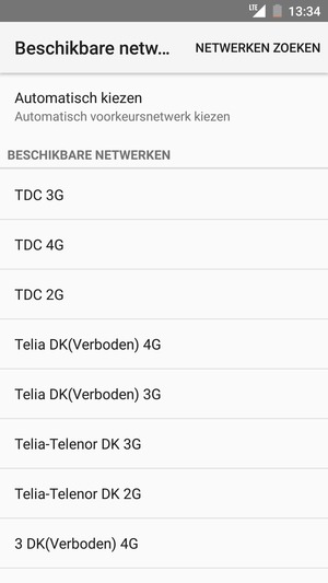 Selecteer een netwerkoperator uit de lijst