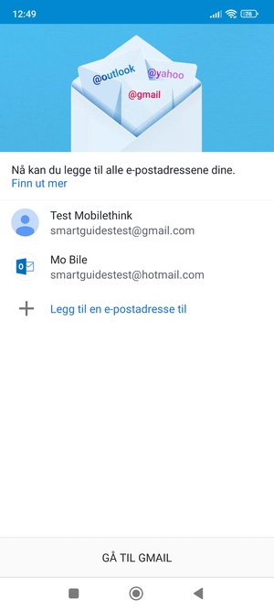 Velg GÅ TIL GMAIL