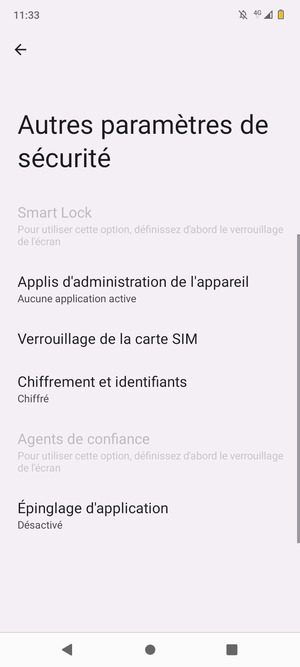 Sélectionnez Verrouillage de la carte SIM
