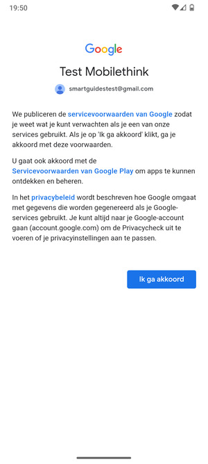 Selecteer Ik ga akkoord