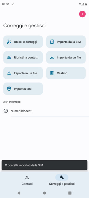 I tuoi contatti verranno salvati sul tuo account Google, e salvati sul tuo telefono la prossima volta che Google sarà sincronizzato.