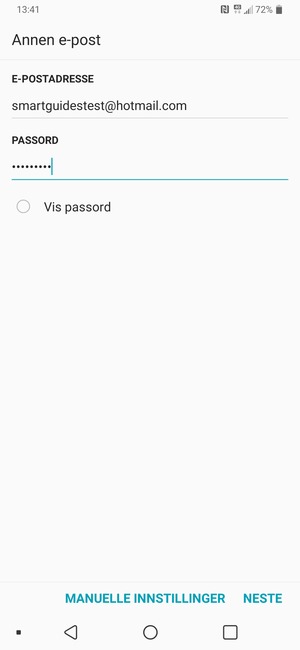 Skriv inn e-postadresse og passord. Velg NESTE