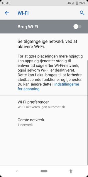 Aktiver Brug Wi-Fi
