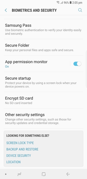 Scroll to and select Other security settings
