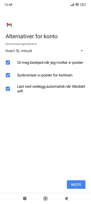 Velg NESTE