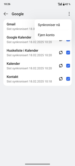 Velg Synkroniser nå