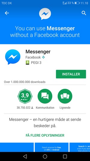 Vælg INSTALLER