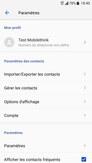 Sélectionnez Importer/Exporter les contacts