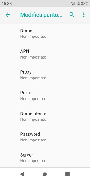 Inserisci le informazioni di Internet