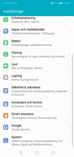 Återgå till Inställningar-menyn och välj Användare och konton