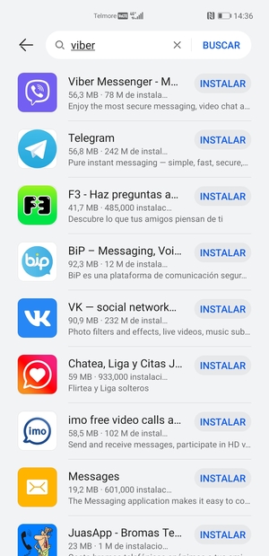 Seleccione la aplicación