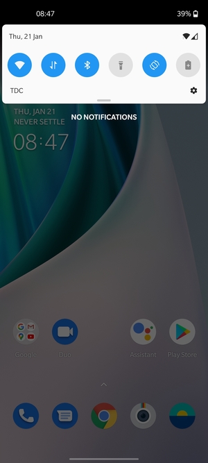 Slide down the top menu again