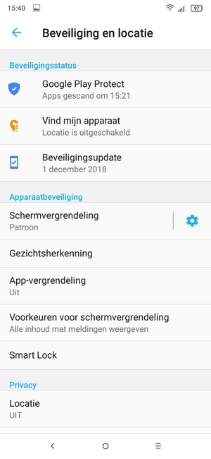 Uw telefoon is nu beveiligd met een schermvergrendeling