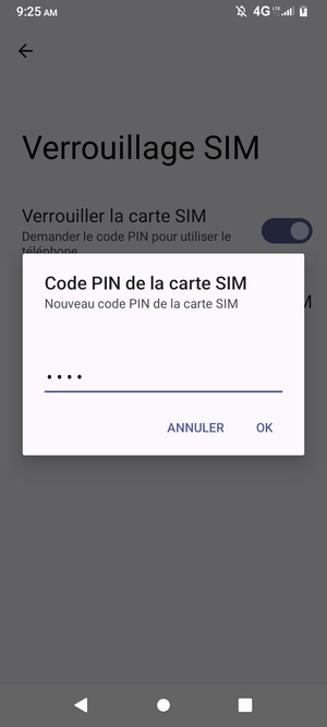 Saisissez votre Nouveau code PIN de la carte SIM et sélectionnez OK
