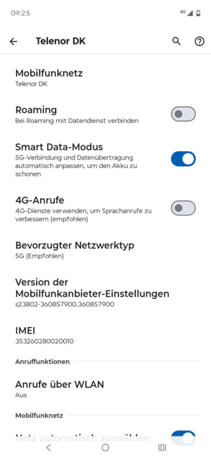 Scrollen Sie und wählen Sie Bevorzugter Netzwerktyp