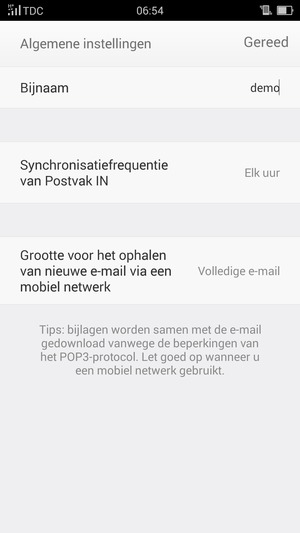 Voer uw naam in en selecteer Gereed