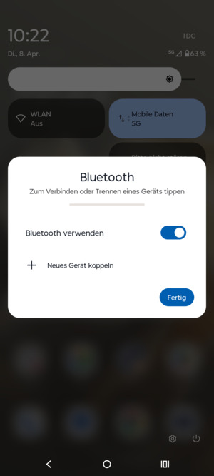 Schalten Sie  Bluetooth verwenden aus