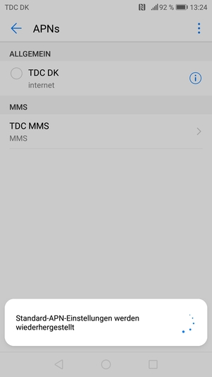 Ihr Handy wird auf Standard-Einstellungen für Internet und MMS zurückgestellt