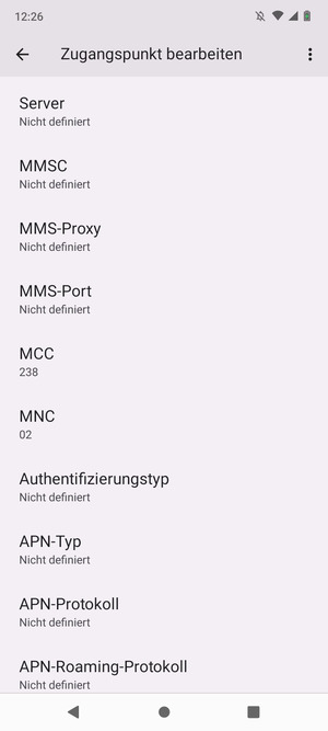 Scrollen Sie nach unten und geben Sie Internetinformationen ein