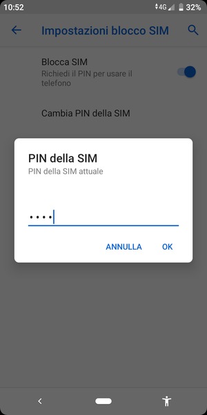 Inserisci PIN della SIM attuale e seleziona OK