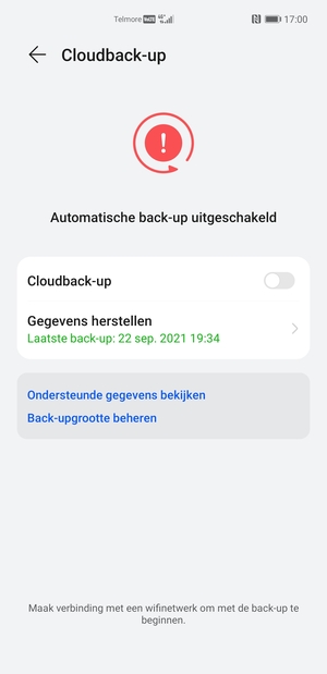 Schakel Cloudback-up in
