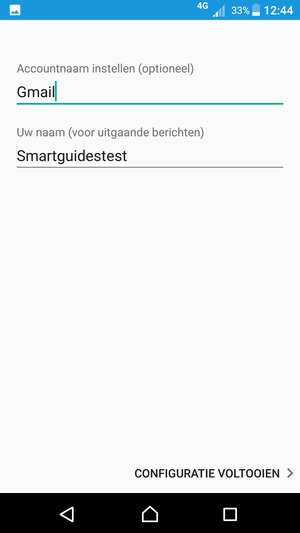 Geef uw account een naam en voer uw naam in. Selecteer CONFIGURATIE VOLTOOIEN