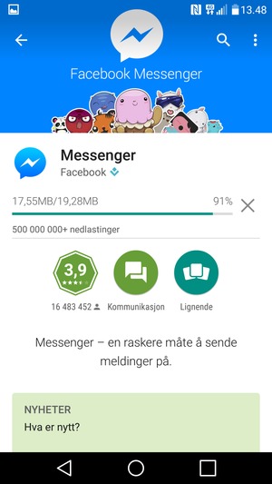 Vent til installasjonen er ferdig
