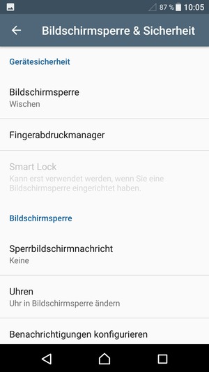 Wählen Sie Bildschirmsperre