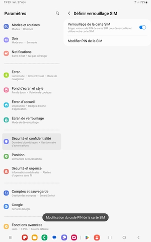 Votre code PIN de la carte SIM a été modifié
