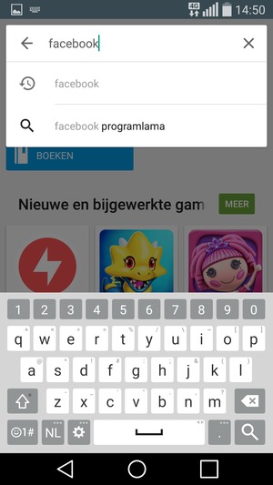 Voer de app-naam in en selecteer Zoek