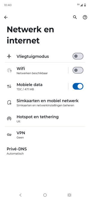 Selecteer Simkaarten en mobiel netwerk