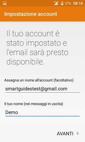 Scegli un nome per il tuo account e inserisci il tuo nome. Seleziona AVANTI