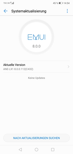 Falls Ihr Handy aktualisiert ist, wird Ihnen der folgende Bildschirm angezeigt
